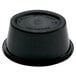 A black oval plastic Newspring souffle bowl with a black lid.