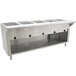 An Advance Tabco stainless steel electric hot food table with an enclosed base holding five pans.