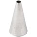 A stainless steel cone with a metal handle, the Ateco 801 Plain Piping Tip.