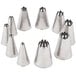 A group of shiny metal Ateco closed star piping tips.
