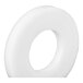 A white oval nylon washer with a hole in the middle.