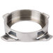 A stainless steel metal retaining ring with two holes.