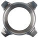 An Avantco metal retaining ring with three handles and a hole in the center.