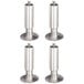 Four stainless steel Beverage-Air seismic legs with four holes.
