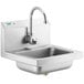 A stainless steel Regency wall mounted hand sink with a T&S automatic faucet.