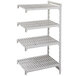 A white plastic Camshelving® Premium add on unit with five shelves.