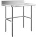 A Regency stainless steel open base work table with a stainless steel top and 4 metal legs.