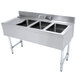 A stainless steel Advance Tabco bar sink with three compartments and a right side drainboard.