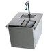 A stainless steel Advance Tabco water station with an ice bin and faucet.