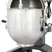 A large silver and black Avantco mixer with a 40 qt stainless steel bowl.
