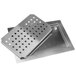 An Advance Tabco stainless steel countertop drain pan with holes.
