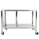 A stainless steel Lakeside work table cart with wheels and shelves.