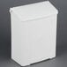A white plastic wall-mount sanitary napkin receptacle with a lid.