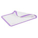 A white and purple silicone baking mat with purple trim.