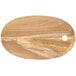 An American Metalcraft oval olive wood serving board with a hole in the middle.
