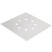 A white square Avantco bun plate with holes in it.