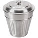An American Metalcraft mini stainless steel trash can lid.