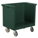 A granite green plastic Cambro dish cart with wheels.