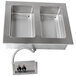 A stainless steel Advance Tabco drop-in hot food well with two compartments.