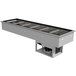 A stainless steel Advance Tabco drop-in refrigerated cold pan unit with rectangular pans inside.