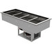 A stainless steel Advance Tabco drop-in refrigerated cold pan unit with a glass top.