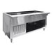 An Advance Tabco stainless steel refrigerated cold table with enclosed base.