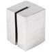 An American Metalcraft rectangular hammered aluminum card holder with a hole in the middle on a white background.