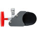 A black and silver Vollrath InstaSlice pusher head assembly with a red handle.
