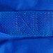 A close-up of a blue nylon bag with a zipper.