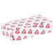 A white heart candy box with red and grey hearts on it.