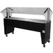 An Advance Tabco black buffet table with a clear top.