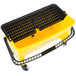 A yellow and black Rubbermaid No Touch Microfiber Mop Bucket with wheels.