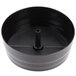 A black plastic bowl with a handle and a hole in it.
