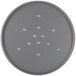 A grey circular Chicago Metallic BAKALON pizza pan with holes in it.