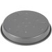 A Chicago Metallic BAKALON round grey pan with holes.