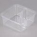 A clear Fabri-Kal Greenware deli container with two compartments.