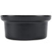 A black round casserole dish with a white background.