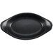 A black oval shaped Hall China rarebit dish.