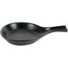 A Hall China black fry pan server with a handle.