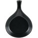 A black spoon-shaped Hall China fry pan server.