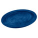 A Lodge cobalt blue oval wood underliner with a circle in the middle.
