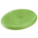 A lime green oval wood underliner with a logo on it.