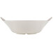 A white Thunder Group melamine bowl with a crackle-finished border and side handles.