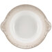 A white melamine bowl with a crackle-finished brown rim.