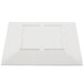 A white square Thunder Group Jazz melamine plate with a square pattern and a square center.