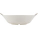 A white Thunder Group Jazz melamine bowl with crackle-finished border and side handles.
