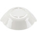 A white round Thunder Group melamine bowl with a crackle-finished border and side handles.