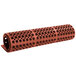 A roll of red rubber with holes.