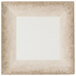 A white square plate with a brown crackle-finished border.
