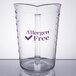 A purple Cambro polycarbonate measuring cup with allergen-free text.